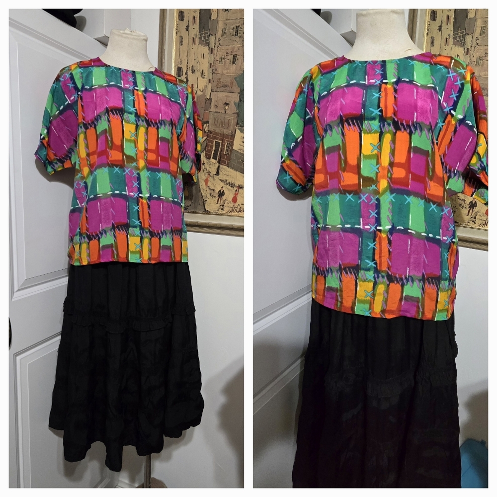 NICOLA PETITES VINTAGE Y2K Granny CORE TOP BLOUSE SIZE SMALL MASE IN USA